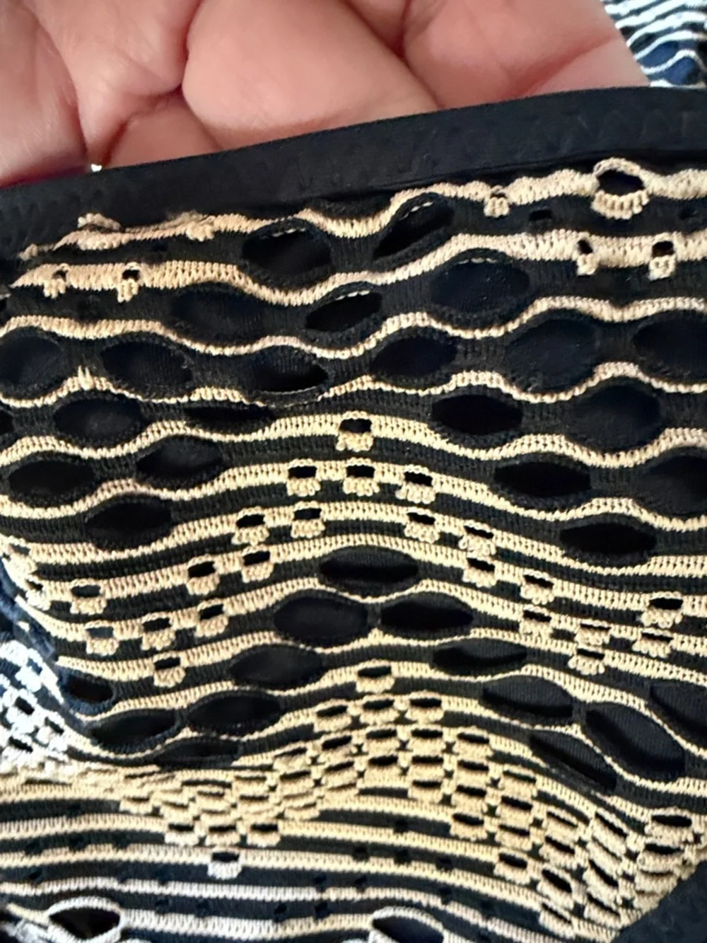 BECCA Black and Gold Lace-Pattern Triangle Bikini